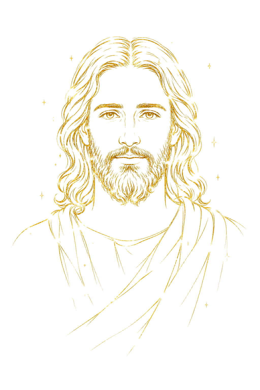 Golden line drawing of Jesus Christ